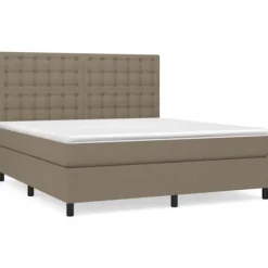 Maison Exclusive - Seng med lamelbund og Taupe madras 180x200 cm Stof