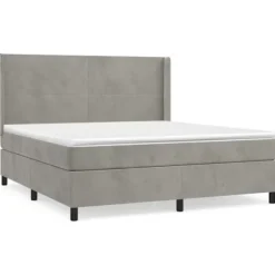 Maison Exclusive - Seng solid bund med socker og madras Grå 160x200cm Velour
