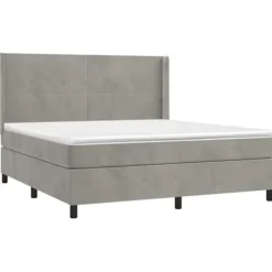 Maison Exclusive - Seng solid bund med socker og madras Grå 160x200cm Velour