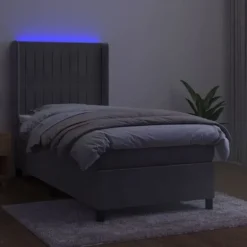 Maison Exclusive - Senge ramme med lamelbund, madras og LED Lys Lys grå 100x200 cm