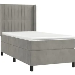 Maison Exclusive - Senge ramme med lamelbund, madras og LED Lys Lys grå 100x200 cm