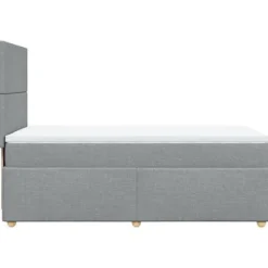 Maison Exclusive - Sengebund med lameller og lysegrå madras 90x190 cmstof
