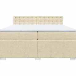 Maison Exclusive - Sengebund med lameller og madras Creme 200x200 cm Stof