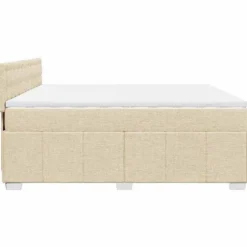 Maison Exclusive - Sengebund med lameller og madras Creme 200x200 cm Stof