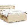 Maison Exclusive - Sengebund med lameller og madras Creme 200x200 cm Stof