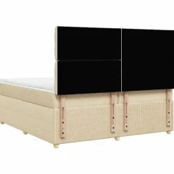 Maison Exclusive - Sengebund med lameller og madras Creme 200x200 cm Stof