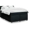 Maison Exclusive - Sengebund med lameller og madras Sort 140x200 cm Stof