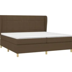 Maison Exclusive - Sengebund med lameller og madras Mørkebrun 200x200 cm