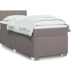 Maison Exclusive - Sengebund med lameller og madras Taupe 100x200 cm Stof