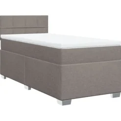 Maison Exclusive - Sengebund med lameller og madras Taupe 100x200 cm Stof