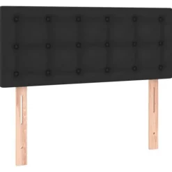 Maison Exclusive - Sengebund med latten og madras Sort 90x190 cm Syntetisk læder