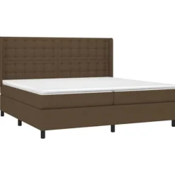Maison Exclusive - Sengebund med lameller madras og LED Mørkebrun 200x200 cm