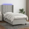 Maison Exclusive - Sengebund med lameller, madras LED, lys grå 90x190cm, Stof