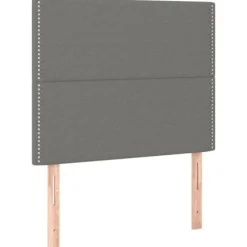 Maison Exclusive - Sengebund med lameller og mørkegrå madras 100x200cm Stof