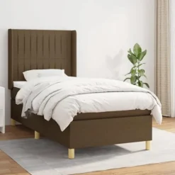 Maison Exclusive - Sengebund med lameller og madras Mørkebrun 90x200 cm