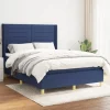 Maison Exclusive - Sengebund med lameller og madras Blå 140x190 cm Stof