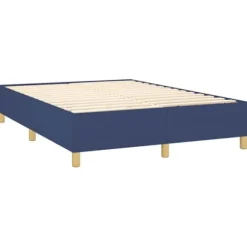 Maison Exclusive - Sengebund med lameller og madras Blå 140x190 cm Stof