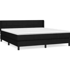 Maison Exclusive - Sengebund med lameller og madras Sort 160x200 cm Stof