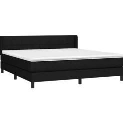 Maison Exclusive - Sengebund med lameller og madras Sort 160x200 cm Stof