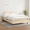 Maison Exclusive - Sengebund med lameller og madras Creme 120x200 cm Stof