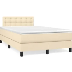 Maison Exclusive - Sengebund med lameller og madras Creme 120x200 cm Stof