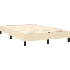 Maison Exclusive - Sengebund med lameller og madras Creme 120x200 cm Stof