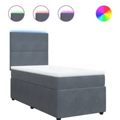 Maison Exclusive - Sengebund med lameller og madras Mørkegrå 90x200 cm Fløjl