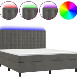 Maison Exclusive - Sengebund med lameller, madras og LED Grå mørk 160x200 cm