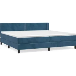 Maison Exclusive - Sengebund med lameller og madras Mørkeblå 200x200cm Velour