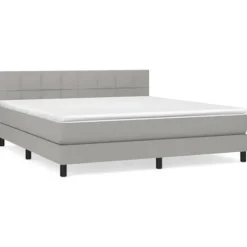 Maison Exclusive - Sengebund med lameller og madras Grå lys 180x200cm Stof