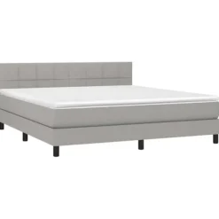 Maison Exclusive - Sengebund med lameller og madras Grå lys 180x200cm Stof