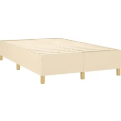 Maison Exclusive - Sengebund med lameller og madras Creme 120x200 cm Stof