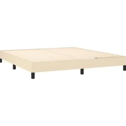 Maison Exclusive - Sengebund med lameller og LED madras Creme 180x200 cm Stof