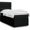 Maison Exclusive - Sengebund med lameller og madras Sort 100x200 cm Stof