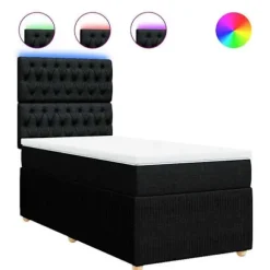 Maison Exclusive - Sengebund med lameller og madras Sort 100x200 cm Stof