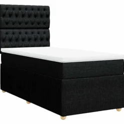 Maison Exclusive - Sengebund med lameller og madras Sort 100x200 cm Stof