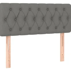 Maison Exclusive - Sengebund med lameller og mørkegrå madras 100x200cm Stof