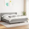Maison Exclusive - Sengebund med lameller og madras Lys grå 160x200cm Stof