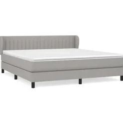 Maison Exclusive - Sengebund med lameller og madras Lys grå 160x200cm Stof