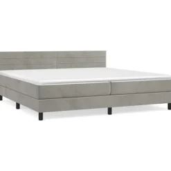 Maison Exclusive - Sengebund med lameller og madras Grå lys 200x200cm Velour