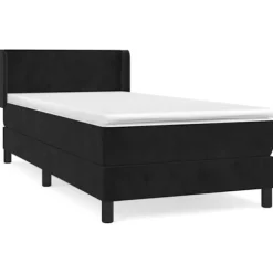 Maison Exclusive - Sengebund med lameller og madras Sort 100x200 cm Velour