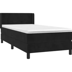 Maison Exclusive - Sengebund med lameller og madras Sort 100x200 cm Velour