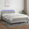 Maison Exclusive - Sengebund med lameller og madras og LED Lys Grå 140x190 cm