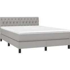 Maison Exclusive - Sengebund med lameller og madras og LED Lys Grå 140x190 cm