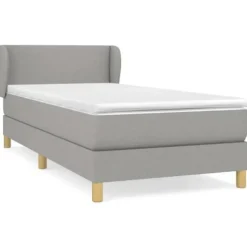 Maison Exclusive - Sengebund med lameller og lysegrå madras 90x190 cmstof