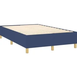 Maison Exclusive - Sengebund med lameller og madras og Blå LED 120x200 cm Stof