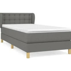 Maison Exclusive - Sengebund med lameller og madras Mørkegrå 90x190 cm Stof