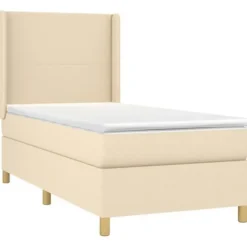 Maison Exclusive - Sengebund med lameller, madras og LED Creme 80x200cm Stof