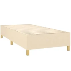 Maison Exclusive - Sengebund med lameller, madras og LED Creme 80x200cm Stof