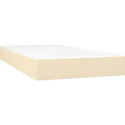 Maison Exclusive - Sengebund med lameller, madras og LED Creme 80x200cm Stof
